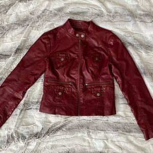 Burgundy Faux Leather Jacket size S